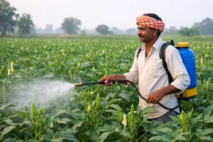 Bhindi ke fasal men kitnashak spre